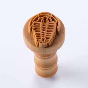 Scm-261 Medium Round Wood Pottery Stamp - Trilobite Fossil