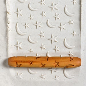 HR-036 Pottery Hand Roller -  Stars and Moon