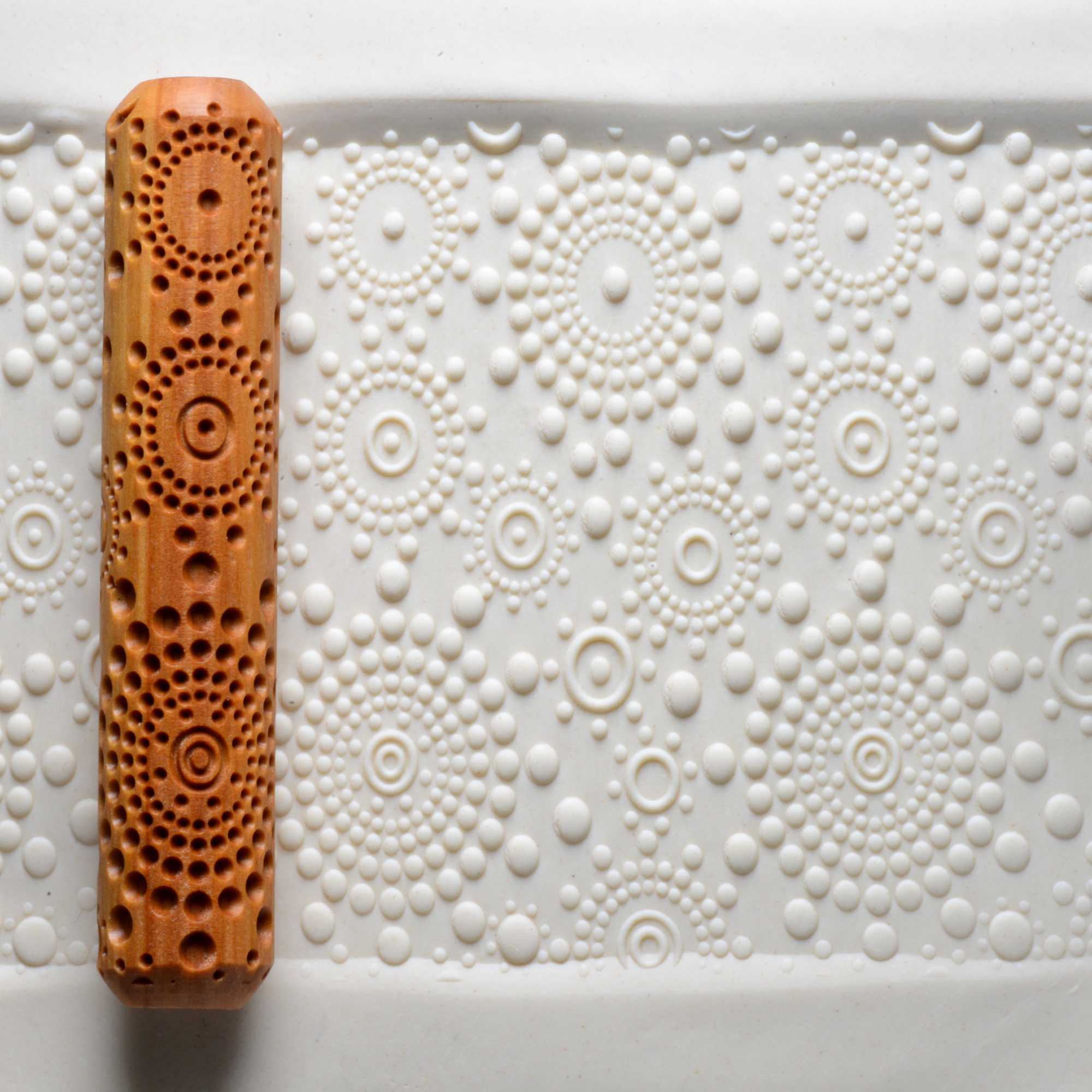 5 Styles 6 inch Wooden Handle Clay Texture Roller Modeling Pattern Pottery Tools Handmade Clay Slab Rollers Pins, Orange