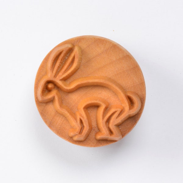 Scl-041 Large Round Wood Pottery  Stamp - Rabbit