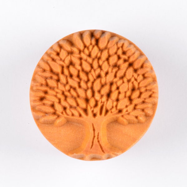 Scl-024 Large Round Wood Pottery Stamp - Tree of Life