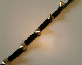 Black hemp studded bracelet