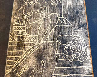 Grabado en madera expresionista; artista Lang