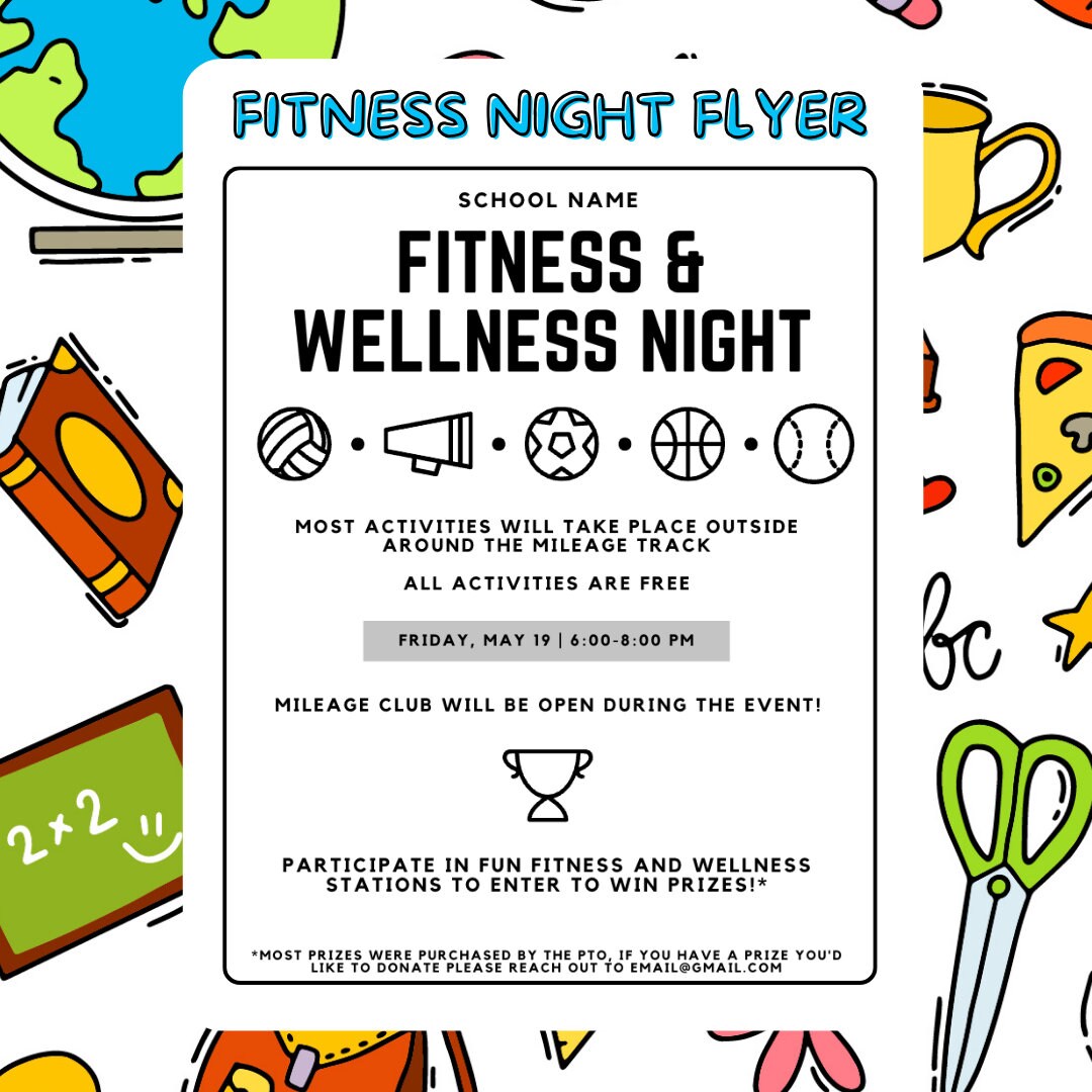 Editable, Fitness Night Flyer, School Fundraiser, Fundraising Template