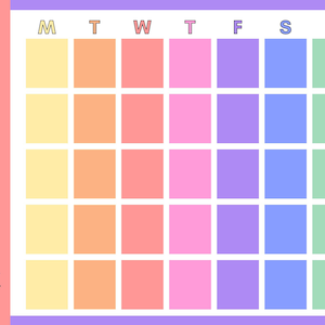 Colorful Blank Calendar Printable Instant Download
