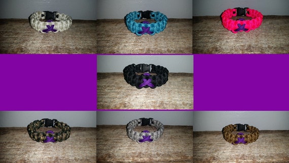 Pancreatic Cancer / Epilepsy / ADD ADHD Awareness 550 paracord survival bracelet purple ribbon