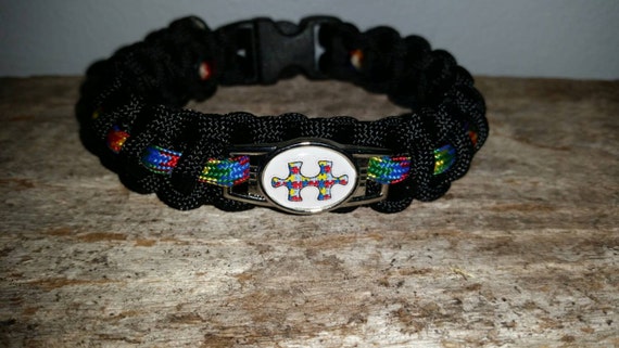 Autism Aspergers Awareness ribbon 550 paracord survival bracelet shoelace charm