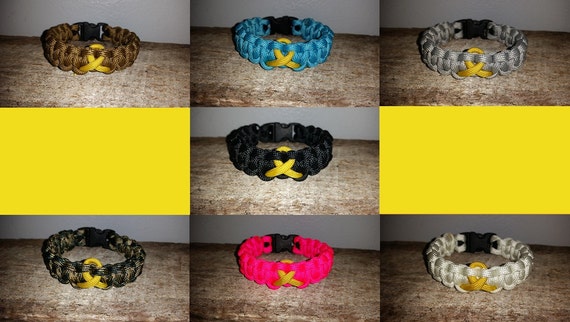 Childhood Cancer Awareness 550 paracord survival bracelet gold ribbon