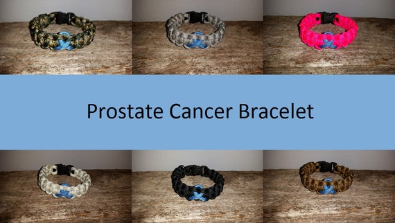 Prostate Cancer Awareness 550 paracord survival bracelet light blue ribbon