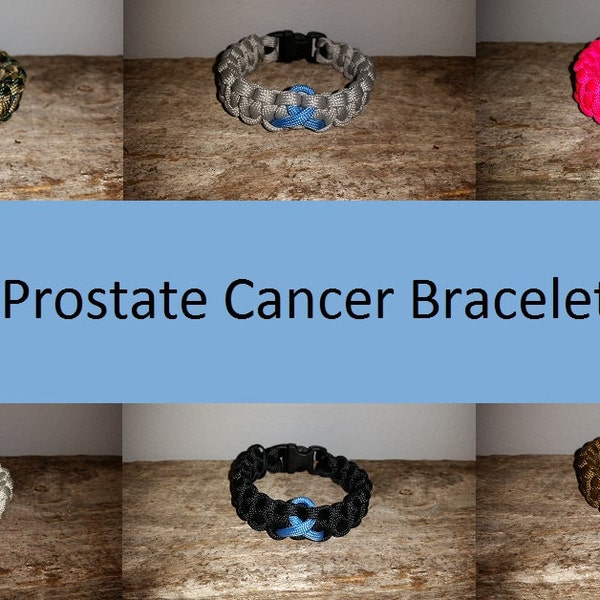 Prostate Cancer Awareness 550 paracord survival bracelet light blue ribbon