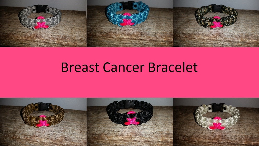 Bracciale In Paracord Rosa – Nastro Per La Consapevolezza Sul Cancro Al Seno – 7,5 Pollici