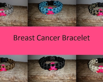 Breast Cancer Awareness 550 paracord survival bracelet pink ribbon