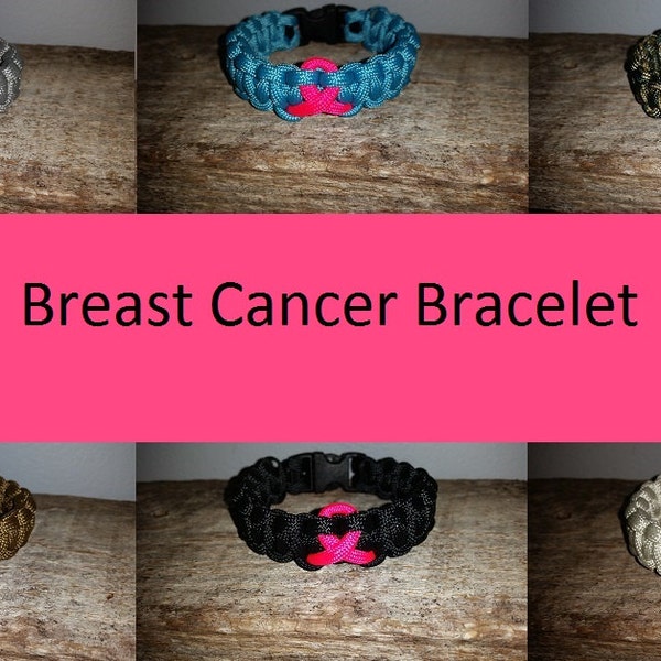Breast Cancer Awareness 550 paracord survival armband roze lint
