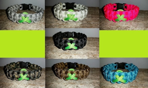 Lymphoma Cancer Awareness 550 paracord survival bracelet lime green ribbon