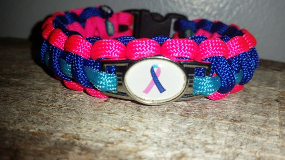 Thyroid Cancer Awareness ribbon 550 paracord survival bracelet shoelace charm