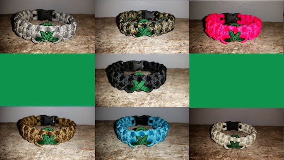 Kidney / Liver Cancer Awareness paracord survival bracelet green ribbon