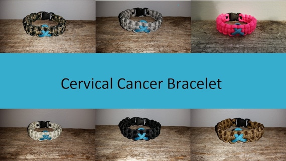 Scleroderma / Cervical Cancer Awareness 550 paracord survival bracelet teal ribbon