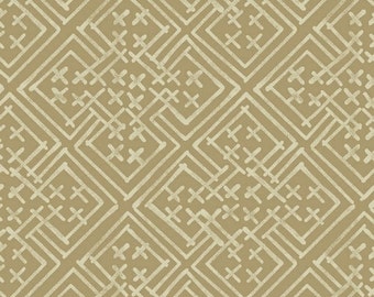 Midnight Blues - Tan Geometric Print Fabric