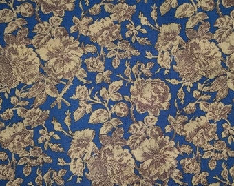 Marcus Bothers Gold Floral on Dark Blue Reproduction Print Fabric Fat Quarters