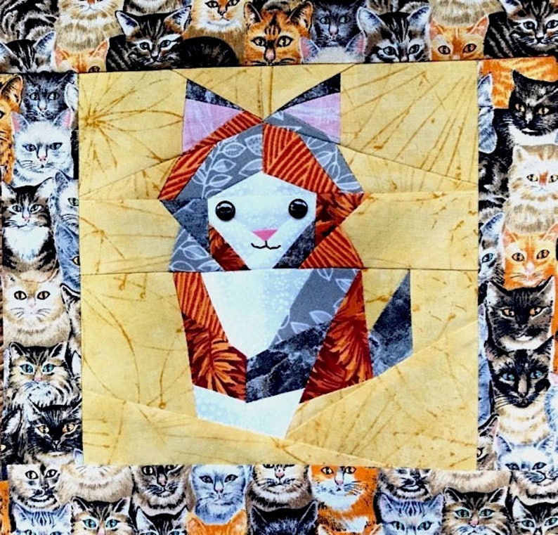 Calico Cat Quilt Block Paper Pieced Pattern - Etsy