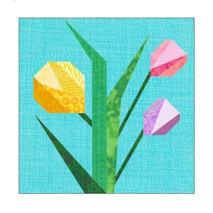 Tulips Quilt Block Paper Pieced Pattern