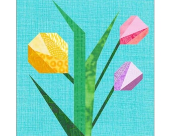 Tulips Quilt Block Paper Pieced Pattern