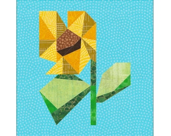 Sunflower Quilt Block Paper Pieced Pattern