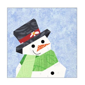 Smiling Snowman Quilt Block Paper Pieced Pattern