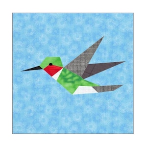 Hummingbird Quilt Block Paper Pieced Pattern