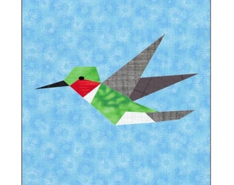 Hummingbird Quilt Block Paper Pieced Pattern