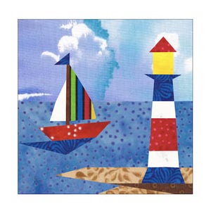 Lighthouse & Sailboat Quilt Block Paper Pieced Pattern