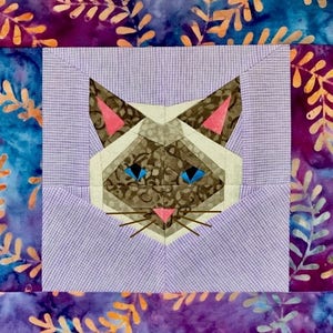 Siamese Cat Quilt Block Paper Pieced Pattern image 2