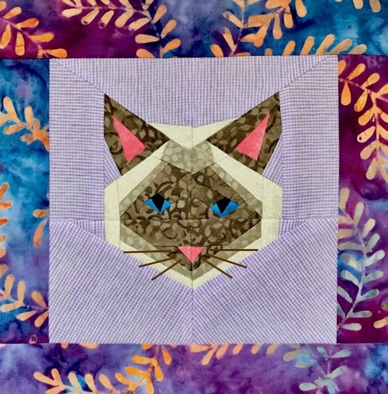 Siamese Cat Quilt Block Paper Pieced Pattern image 2
