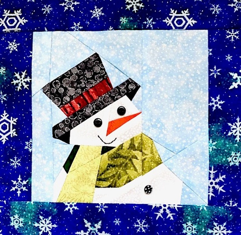 Smiling Snowman Quilt Block Paper Pieced Pattern Etsy Festive friends snowman knitting pattern knitting by post
