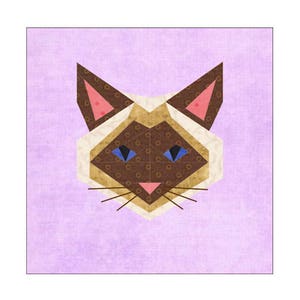 Siamese Cat Quilt Block Paper Pieced Pattern image 1