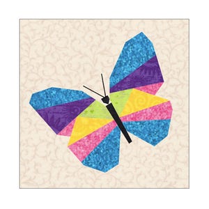 Rainbow Butterfly Quilt Block Paper Pieced Pattern