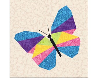 Rainbow Butterfly Quilt Block Paper Pieced Pattern