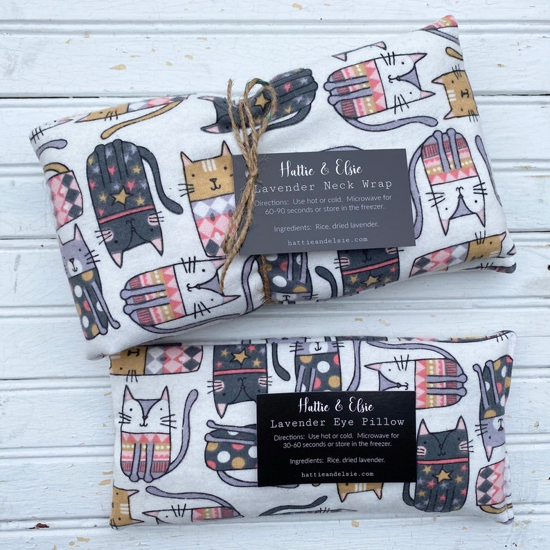 Lavender Rice Microwave Heating Pad Eye Pillow Set / Neck Wrap image 0