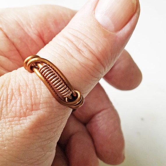Men S Thumb Ring Handmade Celtic Ring Single Metal Or Two Tone Copper Bronze Silver Mixed Metal Ring Large Sizes Available Uk
