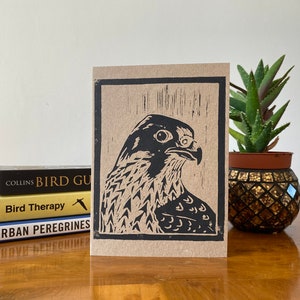 Falco Pellegrino - Biglietto di auguri Linoprint