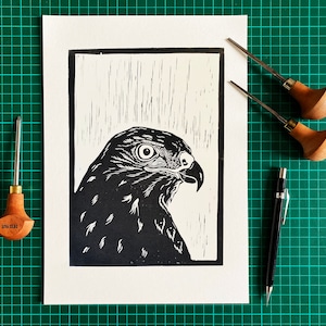 Buzzard - Original Linocut A4