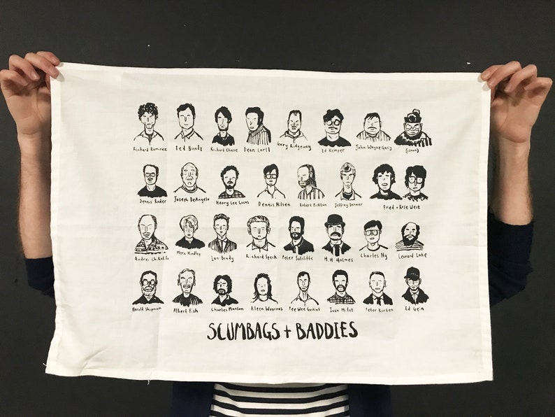 Scumbags & Baddies Serial Killer Tea Towel image 1