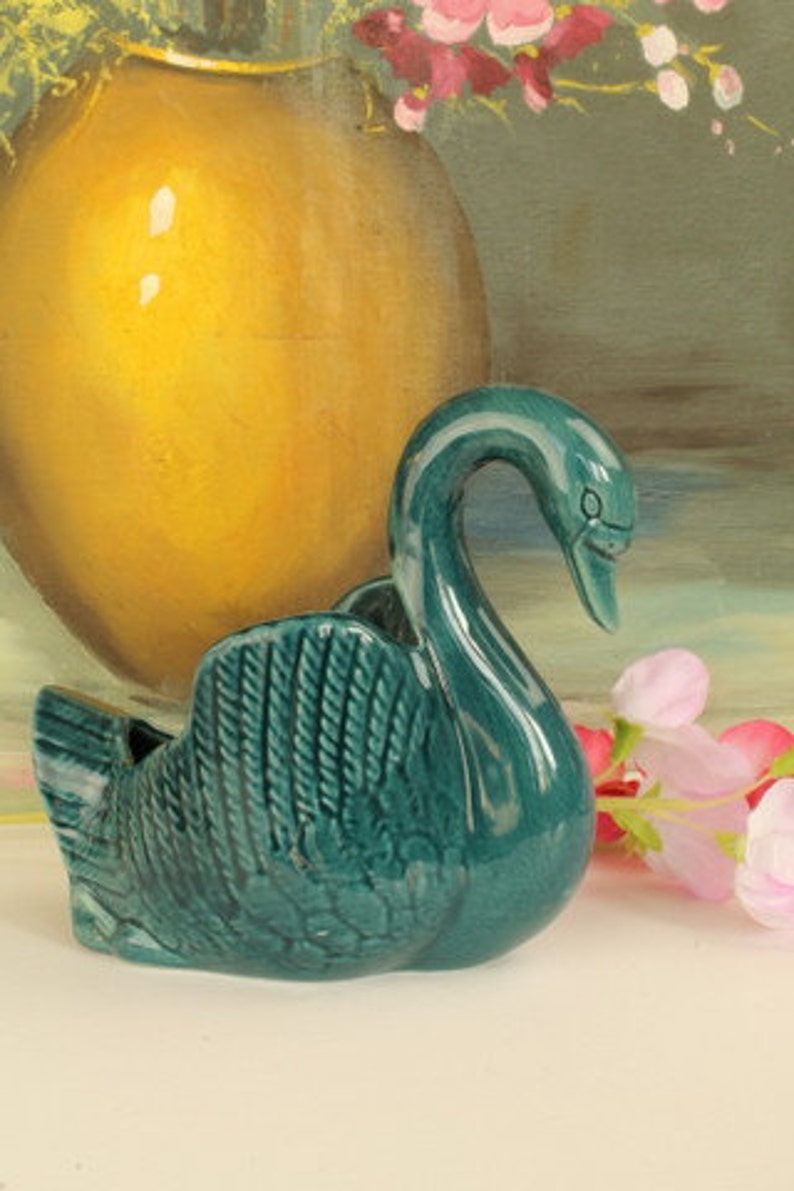 Blue Swan Porcelain Vase Vintage vase Etsy