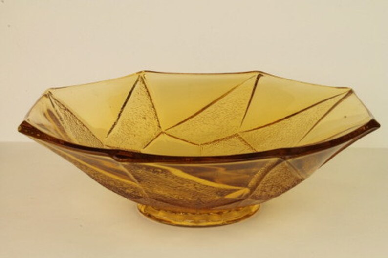Sowerby Art Deco Amber Pressed Glass Bowl