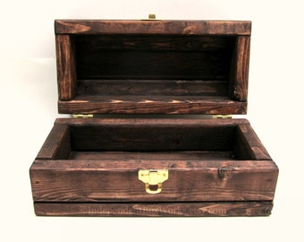 Engraved Small Wooden Gift Box - Rustic Wood Burned Box with Latch, Little Storage Box, Jewelry Box, Custom Wedding Gift Box, Groomsman Gift
