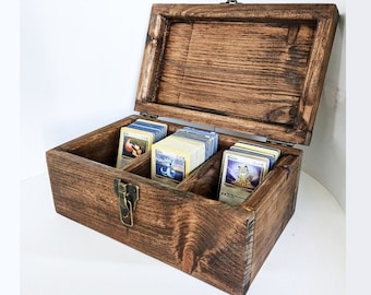 Playing Card Box, Trading Card Card, Game Card Storage, Tabletop Gaming Gift, Rustic Wooden Box, Engraved Deck Card Box, Collector's Storage