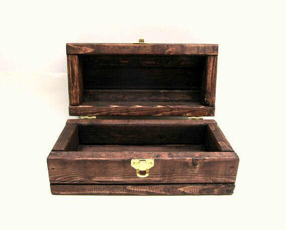Engraved Small Wooden Gift Box Rustic Wood Burned Box With Latch