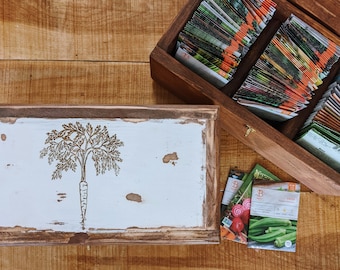 Handcrafted Seed Packet Storage Box with Engraved Carrot - Perfect Gift for Gardeners