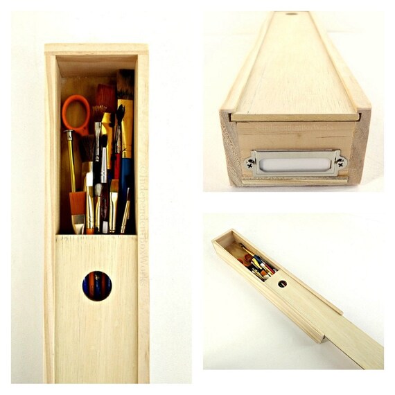 Wood Incense Box Long Wooden Pencil Case Paintbrush