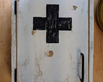 Handmade White First Aid Cabinet - Rustic Storage Solution for Home and Office